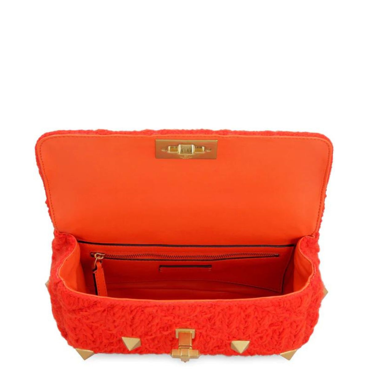 Bolsa Valentino Roman Stud Cashmere Laranja
