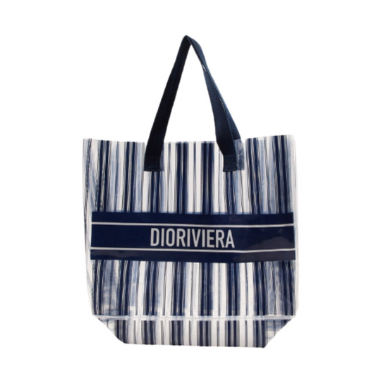 Bolsa Christian Dior Dioriviera Transparente com Listras Azuis