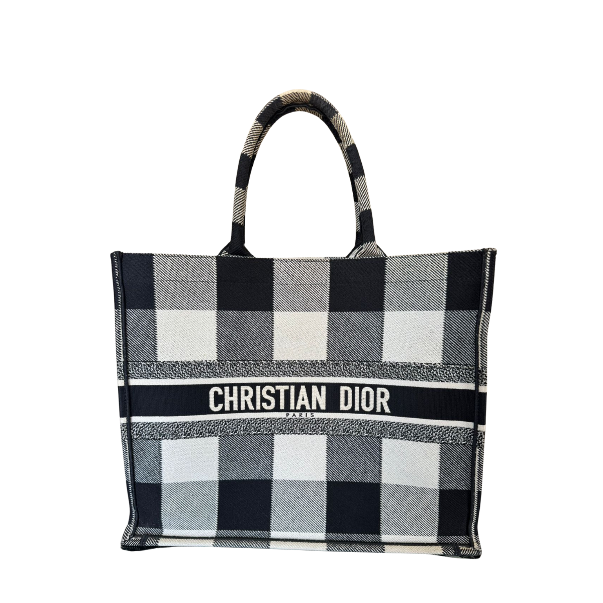 バッグ christianDior Bolsa Christian Dior Book Tote Xadrez Preta e Branca – Peguei Bode