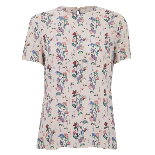 Camiseta sem marca branca estampada Tam. P br