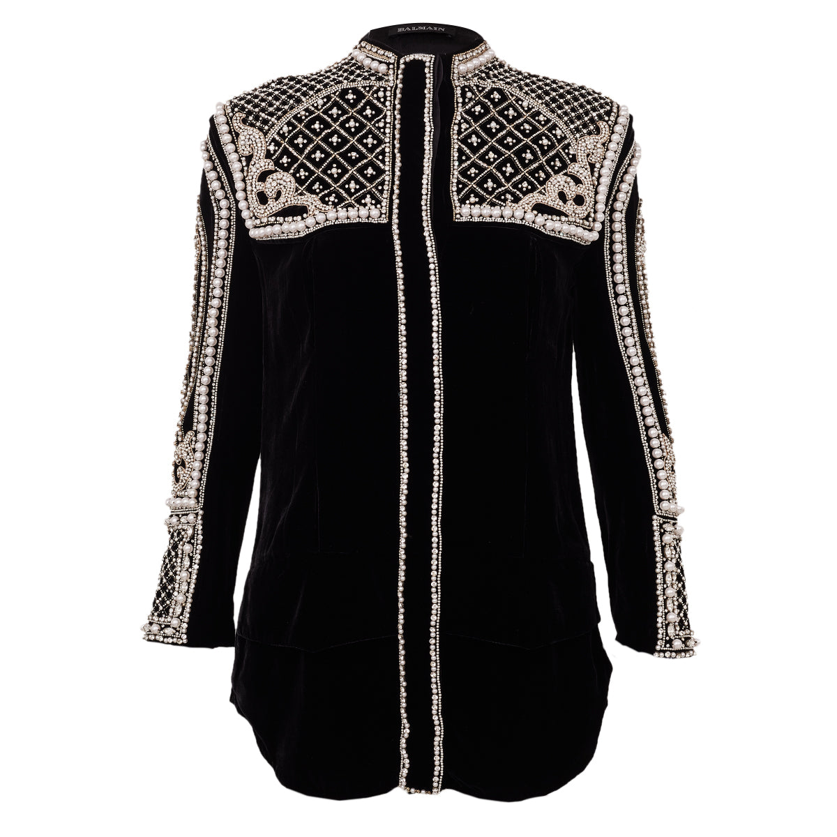 Casaco Balmain Preto Pedrarias Tam 36 Br