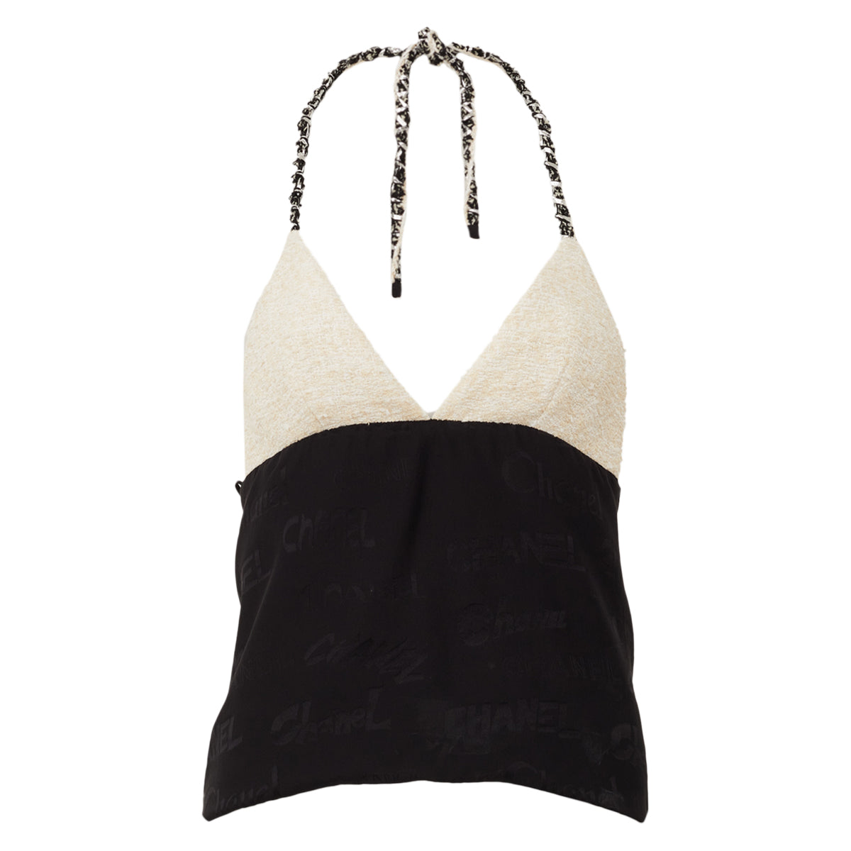 Top Chanel Tweed Branca e Preto Tam 34 Br