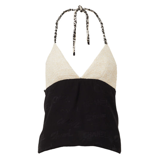 Top Chanel Tweed Branca e Preto Tam 34 Br