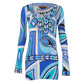Blusa Emilio Pucci Estampado Azul Tam 38 Br