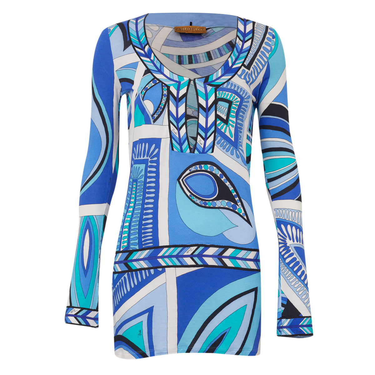 Blusa Emilio Pucci Estampado Azul Tam 38 Br