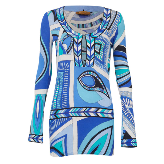Blusa Emilio Pucci Estampado Azul Tam 38 Br