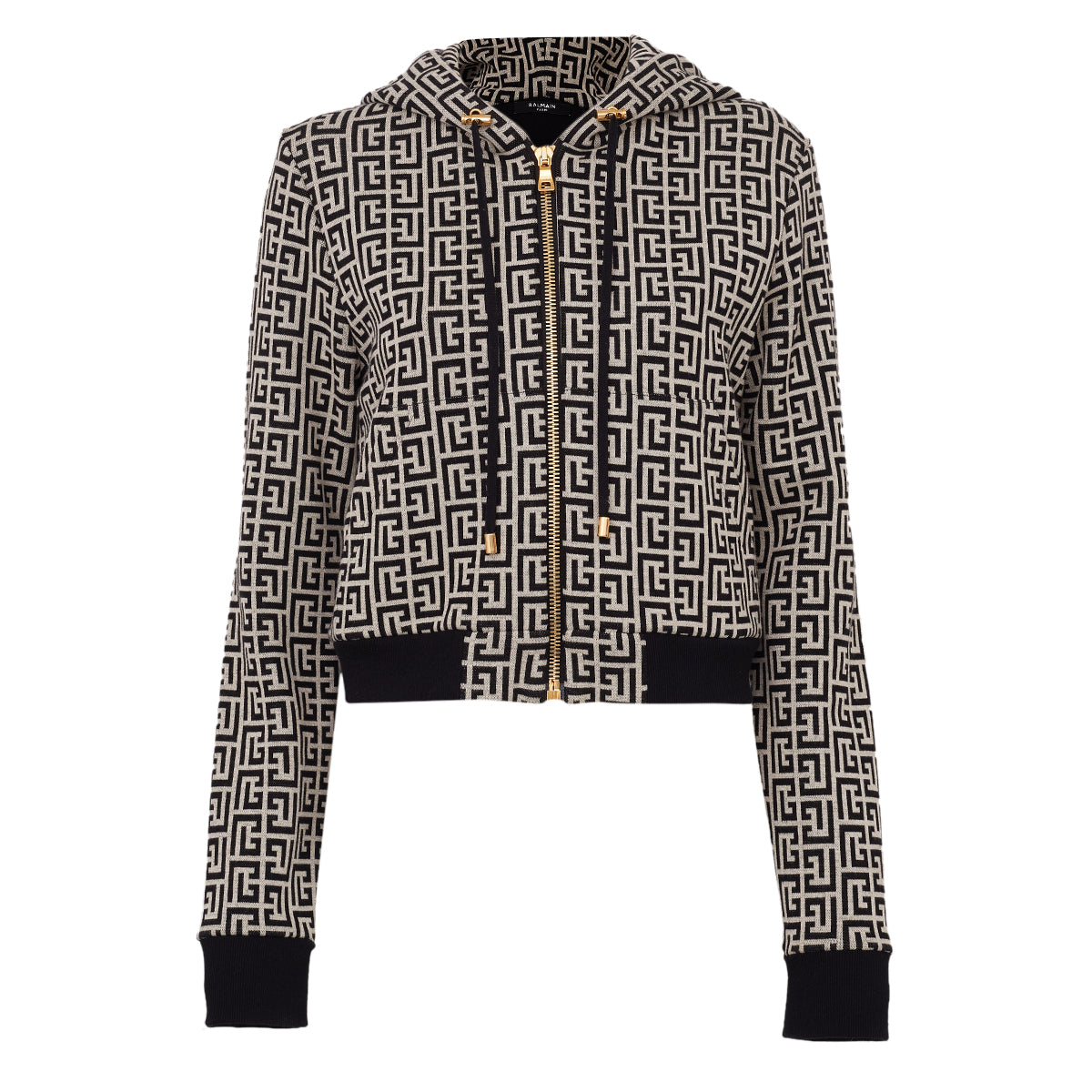Jaqueta Balmain Preta e Branca Moletom Tam M