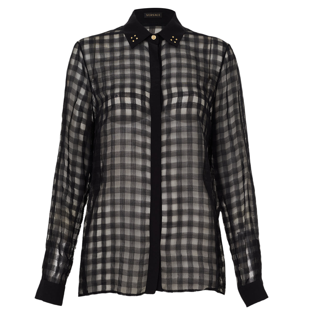 Camisa Versace Preta Quadriculada Tam 42 Br