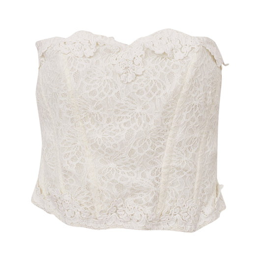 Cropped LoveShackFancy Renda Branco Tam M Br