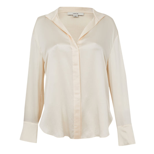 Camisa Vince. Branca Acetinada Aberta Tam M Br