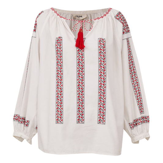 Blusa Celine Bordada Branca Tam G Br