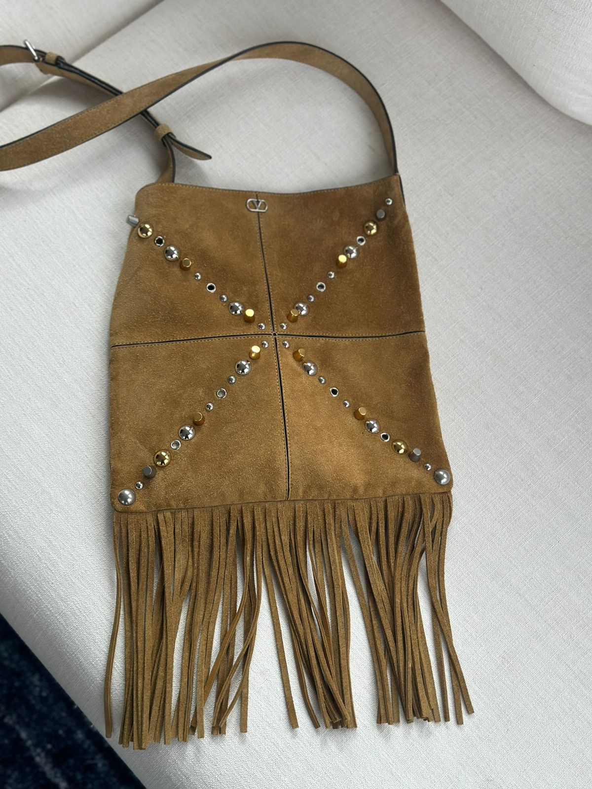 Bolsa Valentino Franjas Marrom