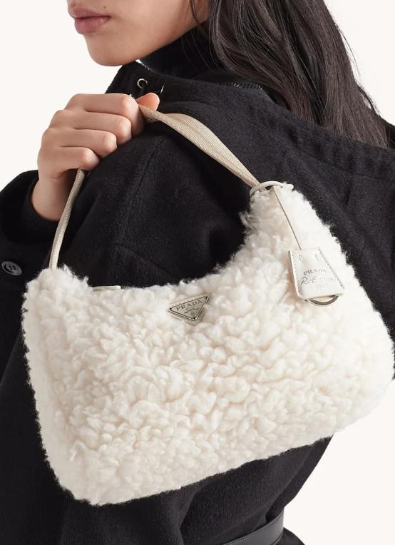 Bolsa Prada Re-Edition Pelo Branca