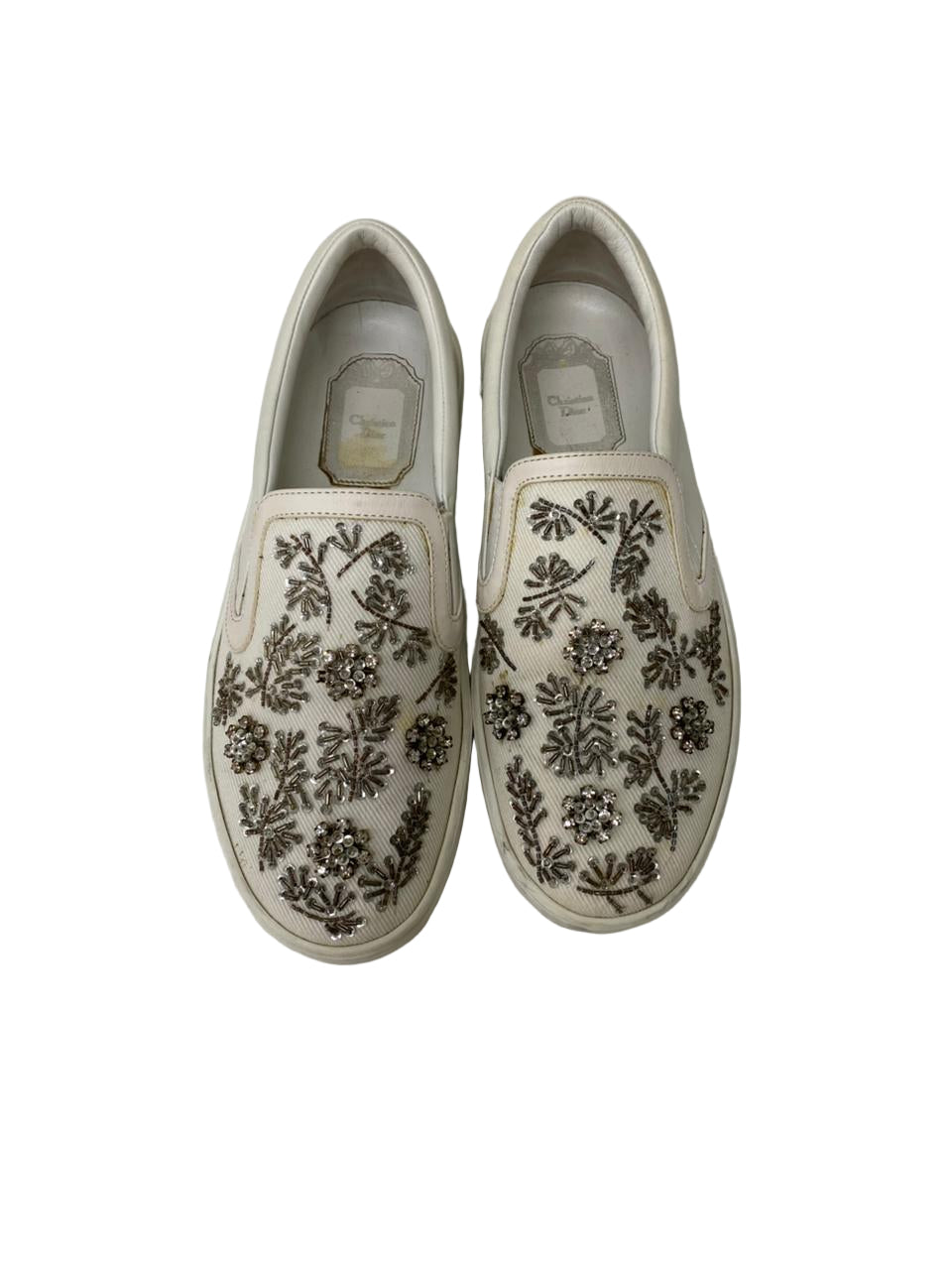 Tênis Christian Dior White Leather Daisy Flower