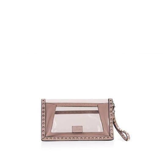 Bolsa clutch Valentino Rockstud transparente