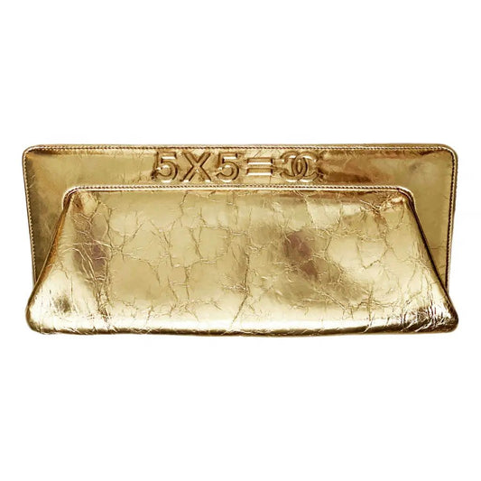Bolsa Chanel Metallic Lambskin Tweed We Need 5x5=CC Clutch dourada