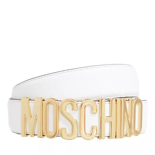 Cinto Moschino com o logótipo em metal dourado
