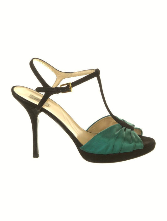 Sandália Prada T-Strap Verde e Preta TAM. 37 BR