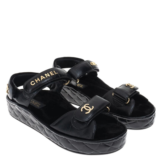 Sandálias Chanel Dad Sandals preta TAM. 38 BR