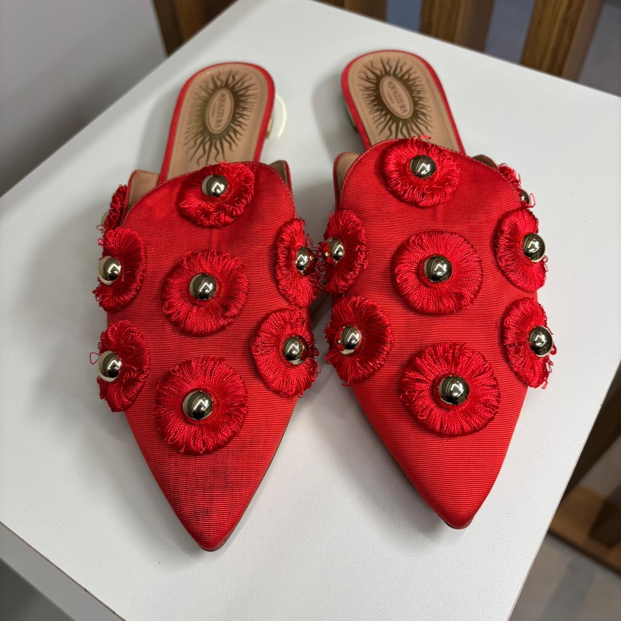 Mule Aquazzura Sunflower vermelho TAM. 35 BR