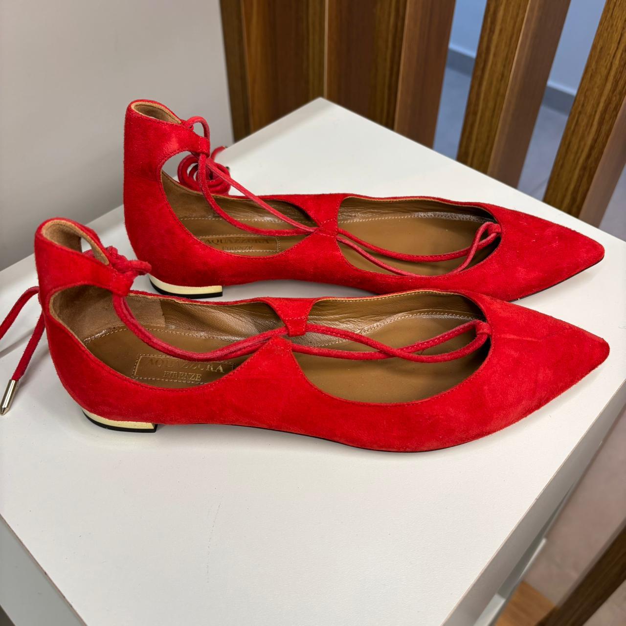 Sandália Christy Lace-Up Pointed-Toe Flat Aquazzura TAM. 34 BR