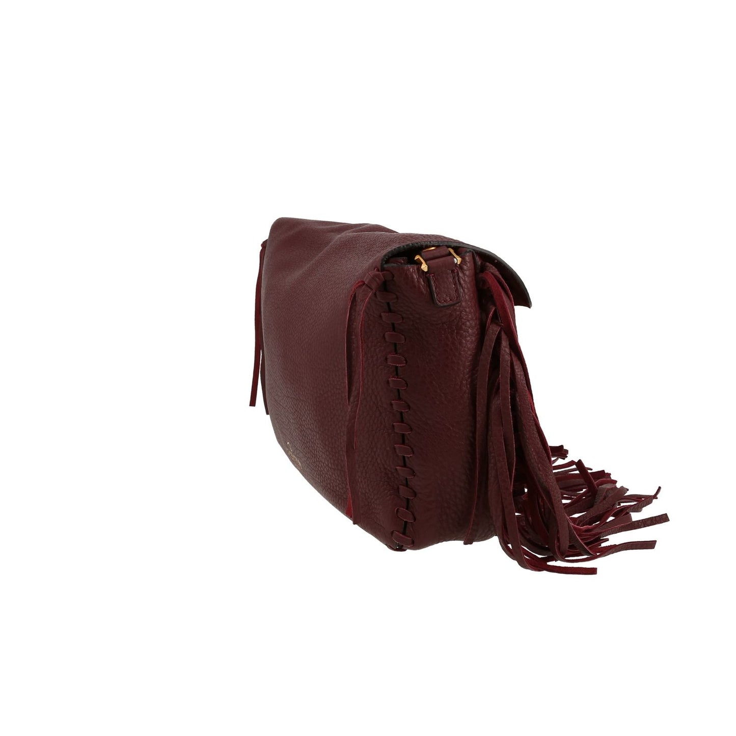 Bolsa Valentino Garavani C-Rockee em couro granulado bordô