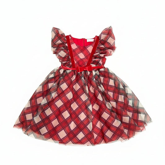 Vestido Monnalisa vermelho xadrez Tam 3-4