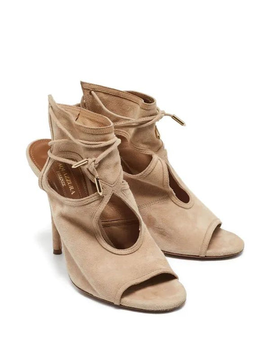 Sandália Aquazzura Firenze Camurça marrom Tam. 34,5 BR