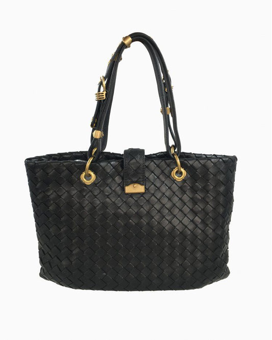Bolsa Tote Bottega Veneta Couro Intrecciato Preto
