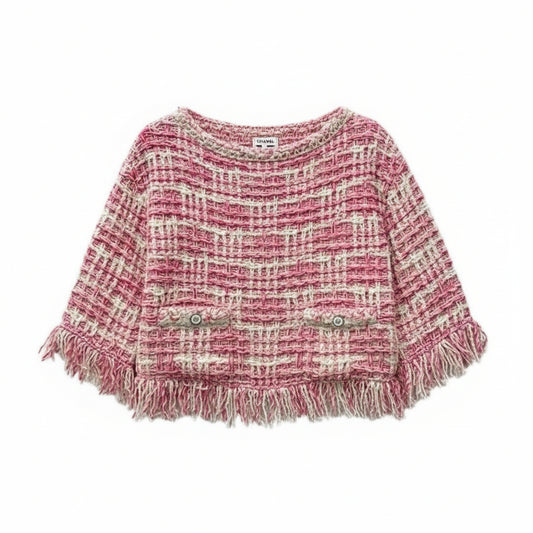 Blusa Chanel Tweed Rosa Tam. G