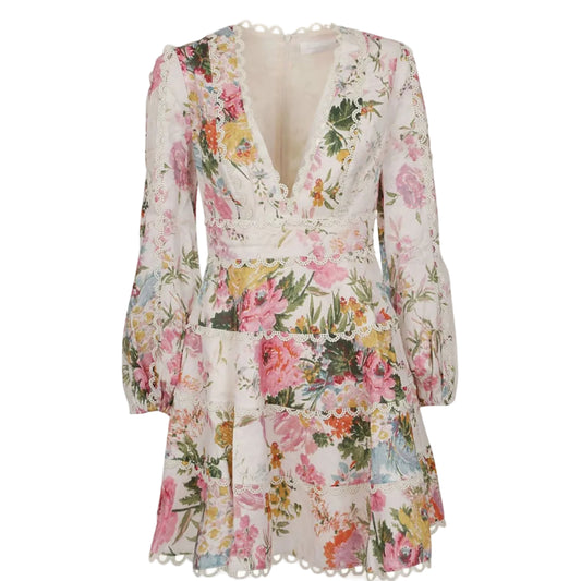 Vestido zimmermann bege floral bordado TAM 38 br