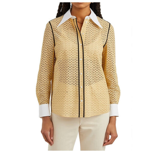 Camisa Tory Burch Honeycomb Eyelet Tam. M br