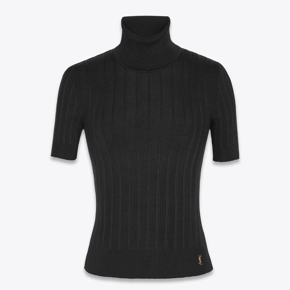 Blusa Saint Laurent canelada Gola Alta Tam PP Br