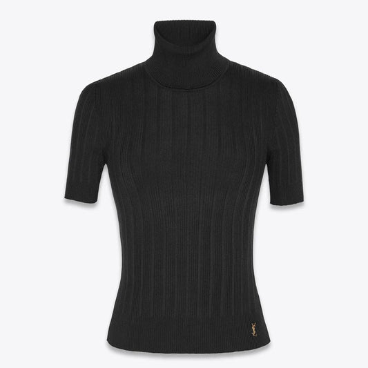 Blusa Saint Laurent canelada Gola Alta Tam PP Br