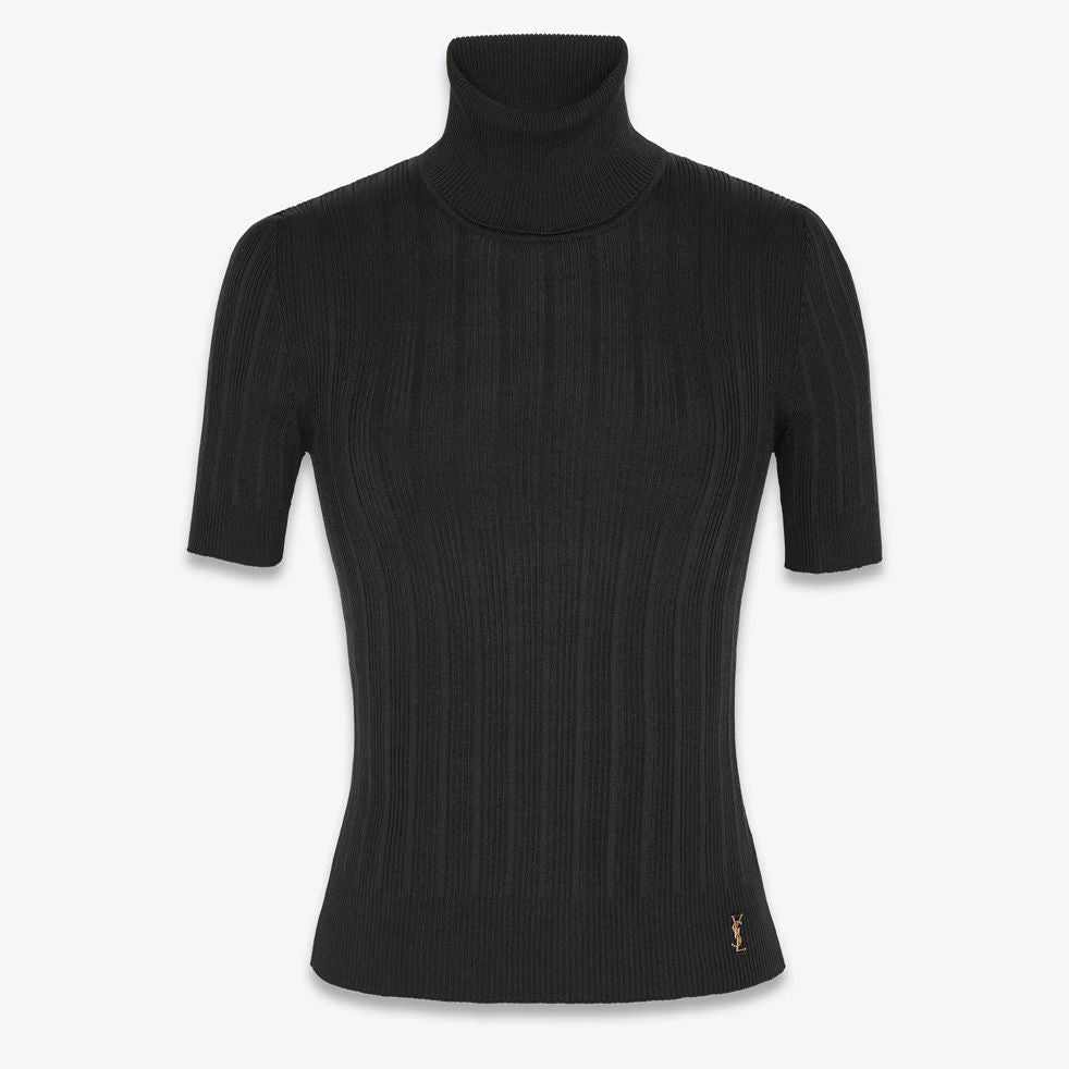 Blusa Saint Laurent Canelada Gola Alta Tam. P Br