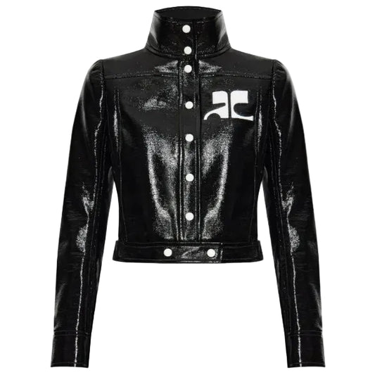 Jaqueta Cropped Reedition Courrèges Preta Tam. 32 Br