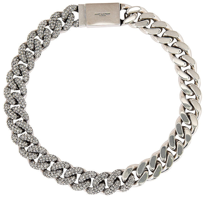 Colar Saint Laurent Prata Strass