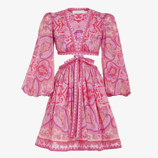 Vestido Zimmermann Rosa Estampado Tam. 40 Br