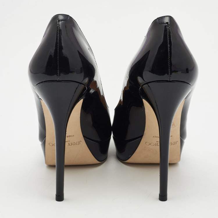 Sapato Jimmy Choo Preto Envernizado Tam. 37,6 Br