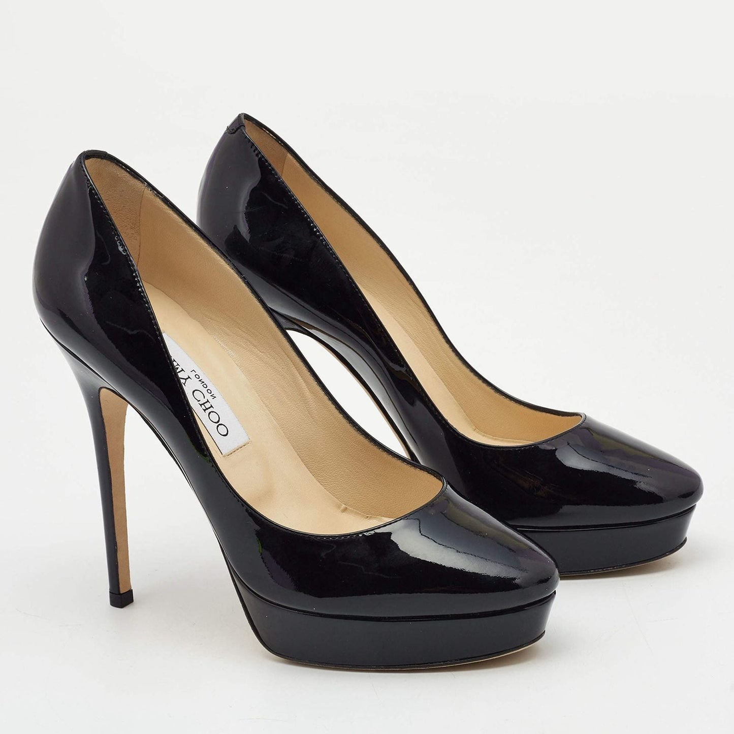 Sapato Jimmy Choo Preto Envernizado Tam. 37,6 Br