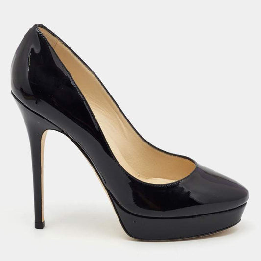 Sapato Jimmy Choo Preto Envernizado Tam. 37,6 Br