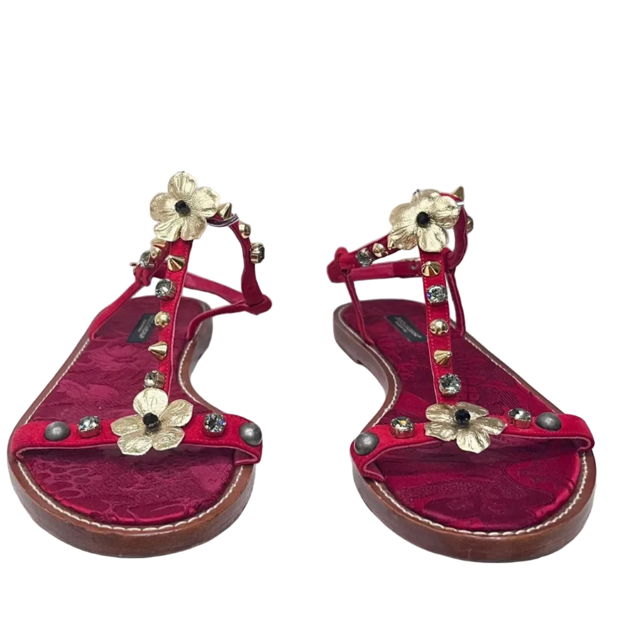 Rasteira Dolce & Gabbana Vermelha e Dourada Tam. 38 Br