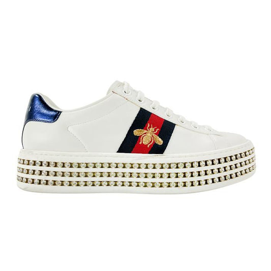 Tênis Gucci Ace Crystal Web Bee de Cristal Tam. 36 Br