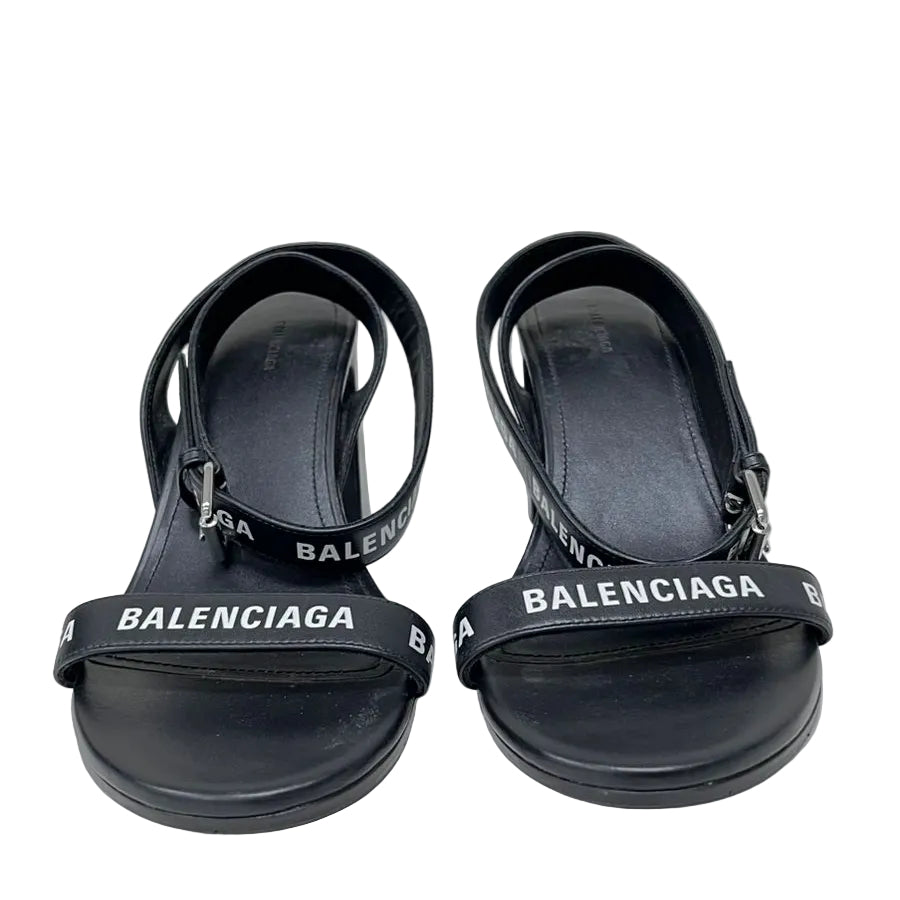 Sandália Balenciaga Logo Strap Preta Tam. 36 Br