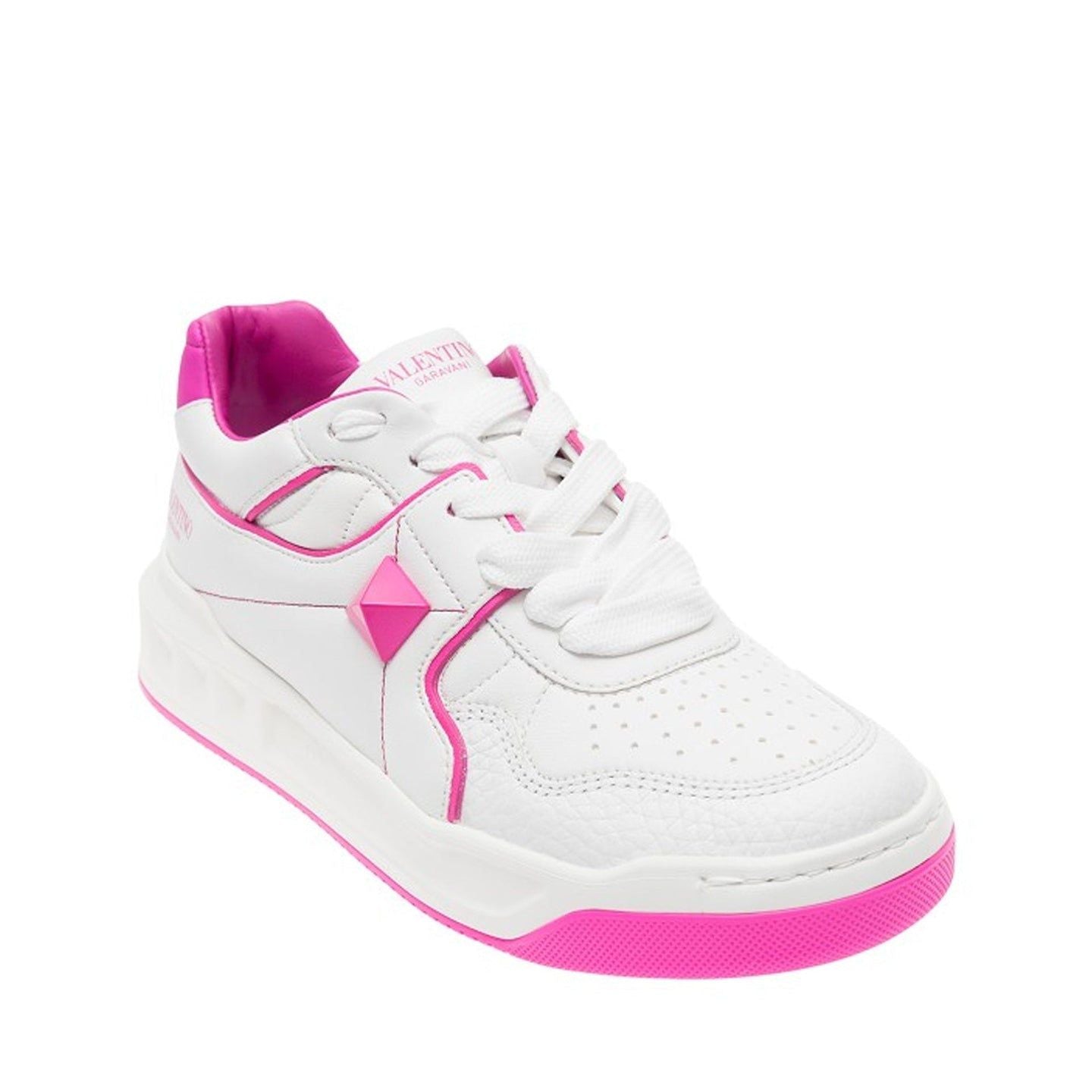 Tênis Valentino Garavani One Stud Branco e Rosa Tam. 38 Br