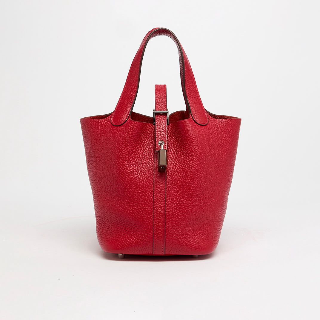 Bolsa Hermès Picotin 18 Clemence Vermelha