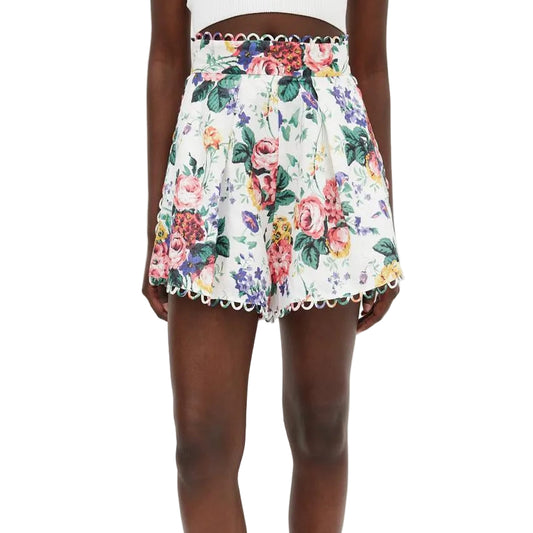 Shorts Zimmermann Branco Estampa Floral Tam. 36 Br
