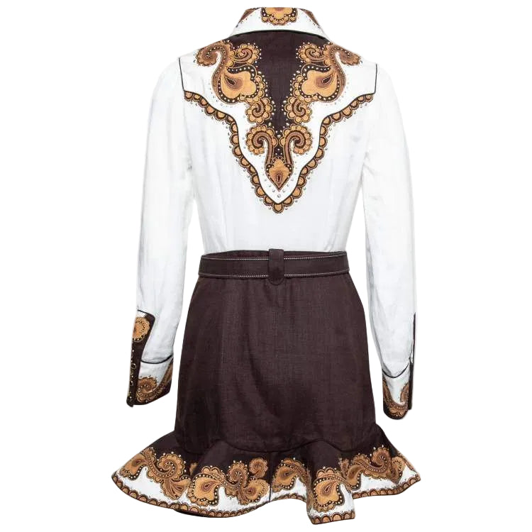 Vestido Zimmermann Zippy Dandy Bordado Marrom Tam. 34 Br