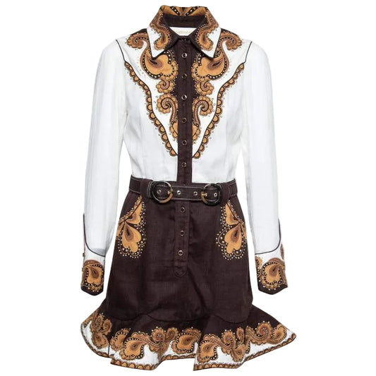 Vestido Zimmermann Zippy Dandy Bordado Marrom Tam. 34 Br