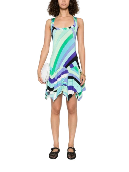 Vestido Emilio Pucci Estampado Azul e Verde Tam. 36 BR